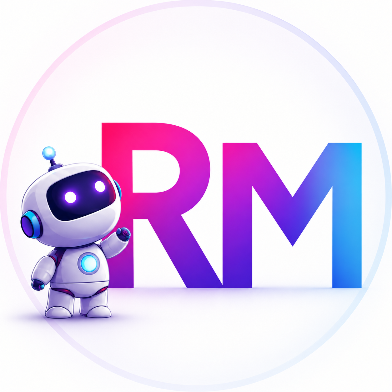 Logo RM com mascote robô