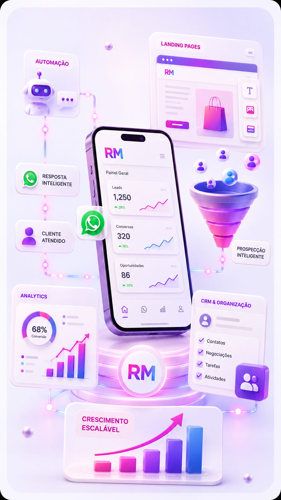 Automação, WhatsApp e vendas com tecnologia RM