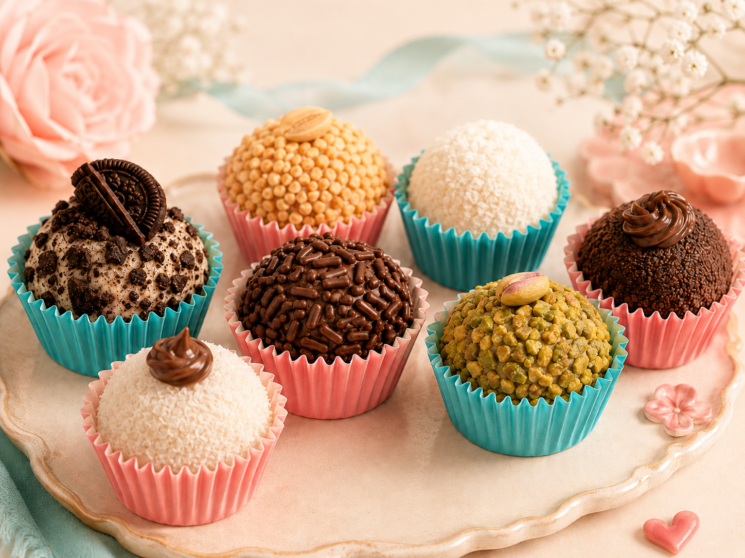 Brigadeiros gourmet para festa da Caseirinhos da Dai